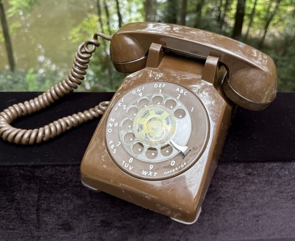 Vintage Chocolate Brown ITT Rotary Dial Phone Tested EUC